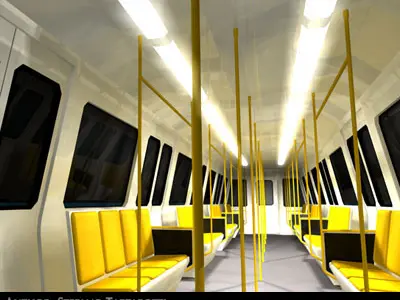 Subway station with train 3D model