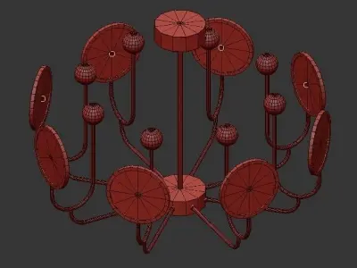 AK822 gold chandelier with circular mirrors 3D model