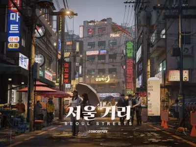 Seoul streets 3d Korean city pack hero assets  Low-poly 3D model