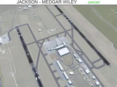 Jackson - Medgar Wiley Evers Airport 10km Low-poly 3D model