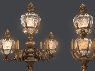 French Street Lamp Low-poly 3D model