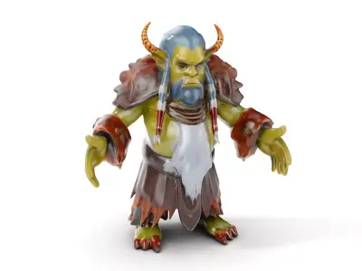 Elder Orc Warrior Rigged and Animated D Character Model Low-poly 3D model