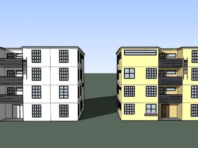 House in SketchUp colored and not-colored Free 3D model