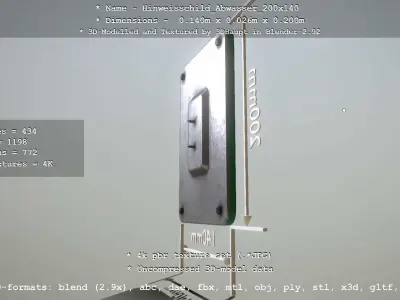 Hinweisschild Abwasser 200x140mm Low-poly 3D model