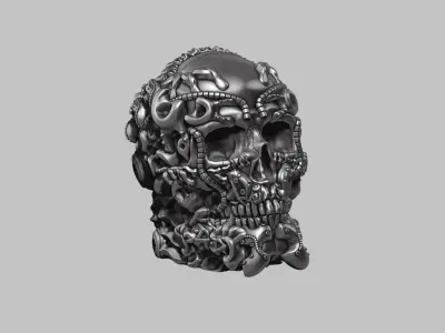 Robot Skull Headphone Stand  Cyborg Headset Stand  3D print model