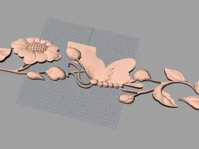 Door flower relief model STL format for CNC carving E481 3D model