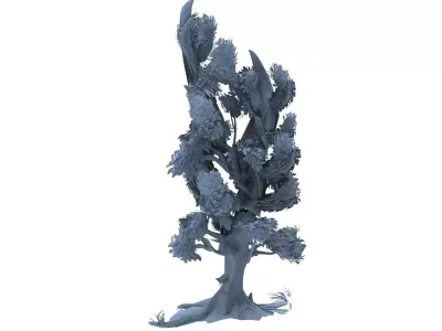 Winter windy tree 3  3D model