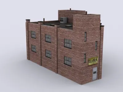 Industrial building Low-poly 3D model 8