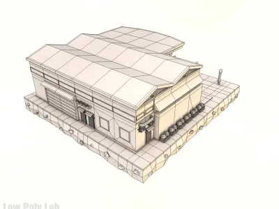 Cartoon Supermarket City Building Low-poly 3D model