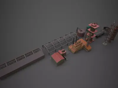 Modular Industrial Asset Low-poly 3D model