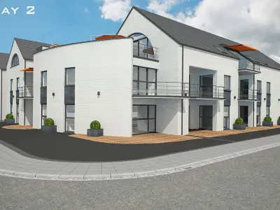 Residential corner building 3D model