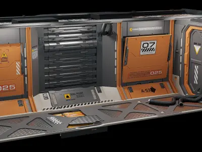 Sci-Fi Corridor Low-poly 3D model