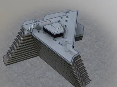 Prague Hotel Pyramida Low-poly 3D model