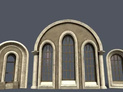 Medieval Window Set  Low-poly 3D model