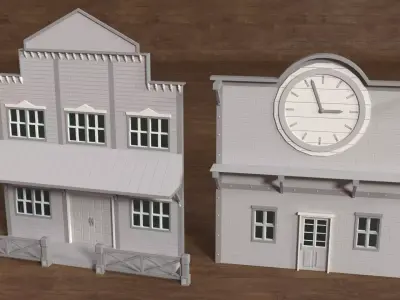 Building Facade Collection 11 - 22 pieces Low-poly 3D model