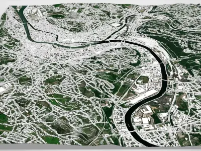 Cityscape Liege Belgium 3D model