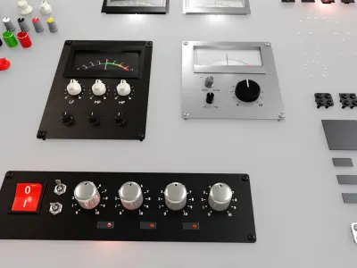 Modular 3D audio amp knobs meters and switches Blender LTS 2024 3D model