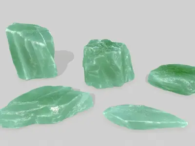 Ice Set jade stone Low-poly 3D model