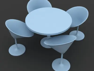 Modern Round Table and Chair Set 3D model