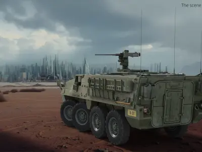  Stryker M1126 Infantry Carrier Vehicle Green Rigged for Cinema 4D 