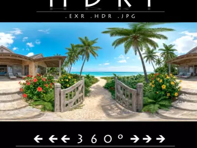 8K Tropical Beach Villa HDRI  360 Panorama 32 bit EXR  HDR  JPG 3D model