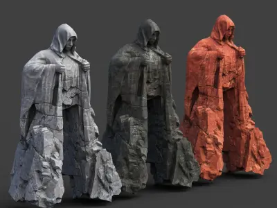 Low poly Giant Gate Cliff Statue 220607 Low-poly 3D model