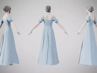 Dress 27 Light Blue Low-poly 3D model