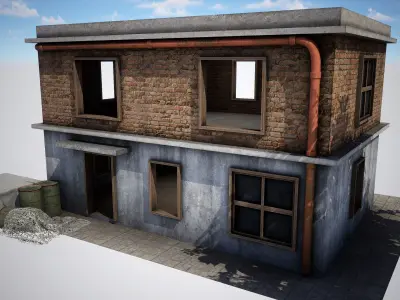 Old Old Building House for Game Low-poly 3D model