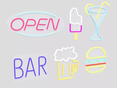 Neon Sign Pack Low-poly 3D model