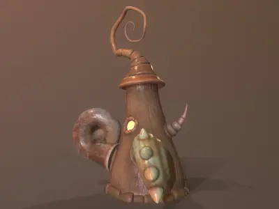 Stylized Shell Gnome House Low-poly 3D model