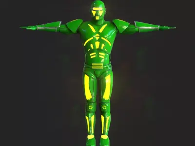 High-quality green robot  3D model