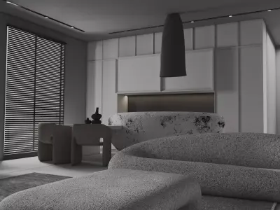 Modern living room Low-poly 3D model get