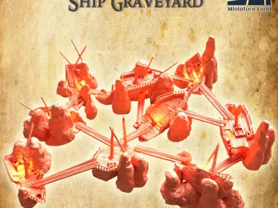 Modular Ship Graveyard Tabletop Terrain 28 MM 3D print model