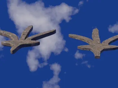 Chinese script for decorative items purpose quad only version Free low-poly 3D model