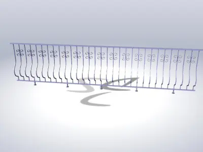 Straight handrail for balcony 4000mm 3D model