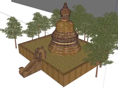 Architecture-Religion-God-Culture-Temple-0268 pagoda in middl... 3D model