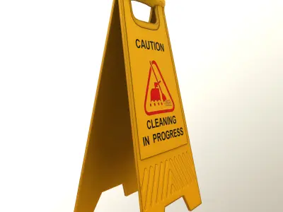Cleaning In Progress Sign Board Low Poly Low-poly 3D model