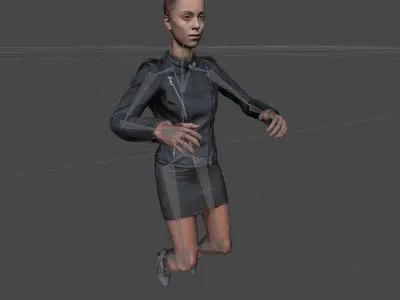 A-Pose girl in leather Rigged Low-poly 3D model