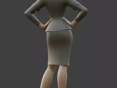 1940s Vintage Fashion Stylized 3D Figurine 3D model