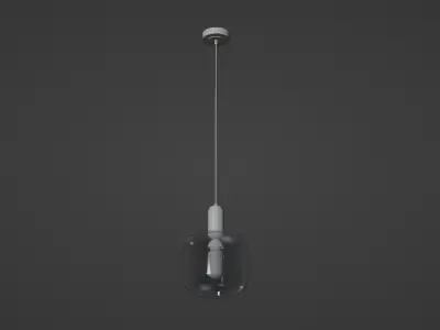 Natural Solid Brass Smoked Glass Pendant 3D model