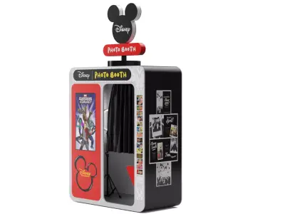 Disney Park Photo Booth with Camera Stand Low-poly 3D model