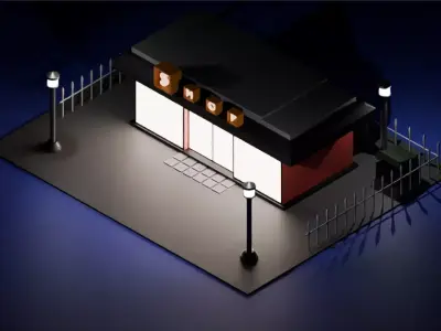 Low Poly Urban Kiosk    Small Shop Low-poly 3D model