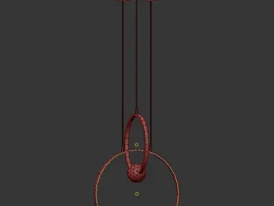 LUANA gold pendant light with two glass balls hanging from it 3D model