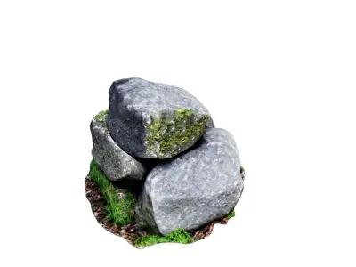 Verdant Accents A Trio of Moss-Covered Stones in 3D 3D model