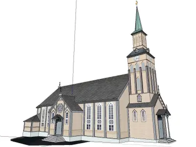 Architecture-Religion-God-Culture-Temple-048 church with steeple 3D model