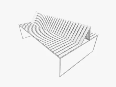 Wooden And Metal Bench Low-poly 3D model