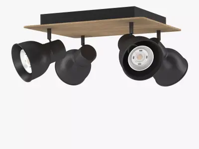 Ceiling LED spots wood 3D model