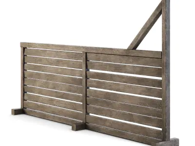 Wooden Wall Fence 3D model
