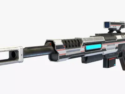 Sci Fi Sniper Rifle Low-poly 3D model