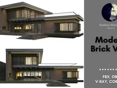 Exterior Brick Villa 3D model